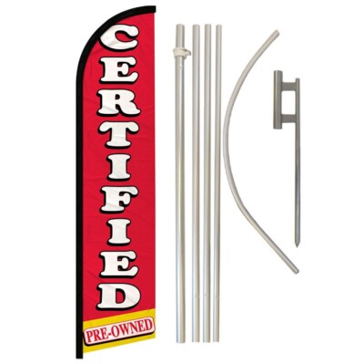 PreOwned  Certified Windless Banner Swooper Advertising Flag Kit Car Dealership