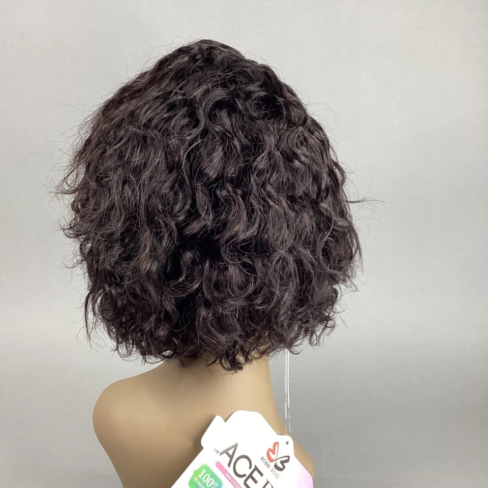 Парик Eliza натуральный (черный коричневый) боковая часть вьющийся боб 100% человеческие волосы классическая шапка - Изображение 4 из 4