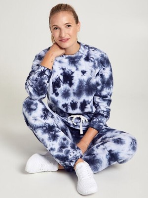 SOUL CYCLE Sweatshirt Laura Tie Dye Navy White Cropped