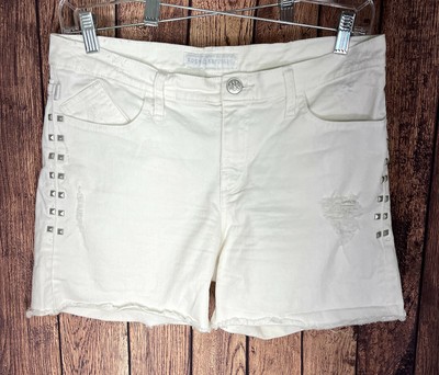 Pyramid Stud Embellished White Shorts 