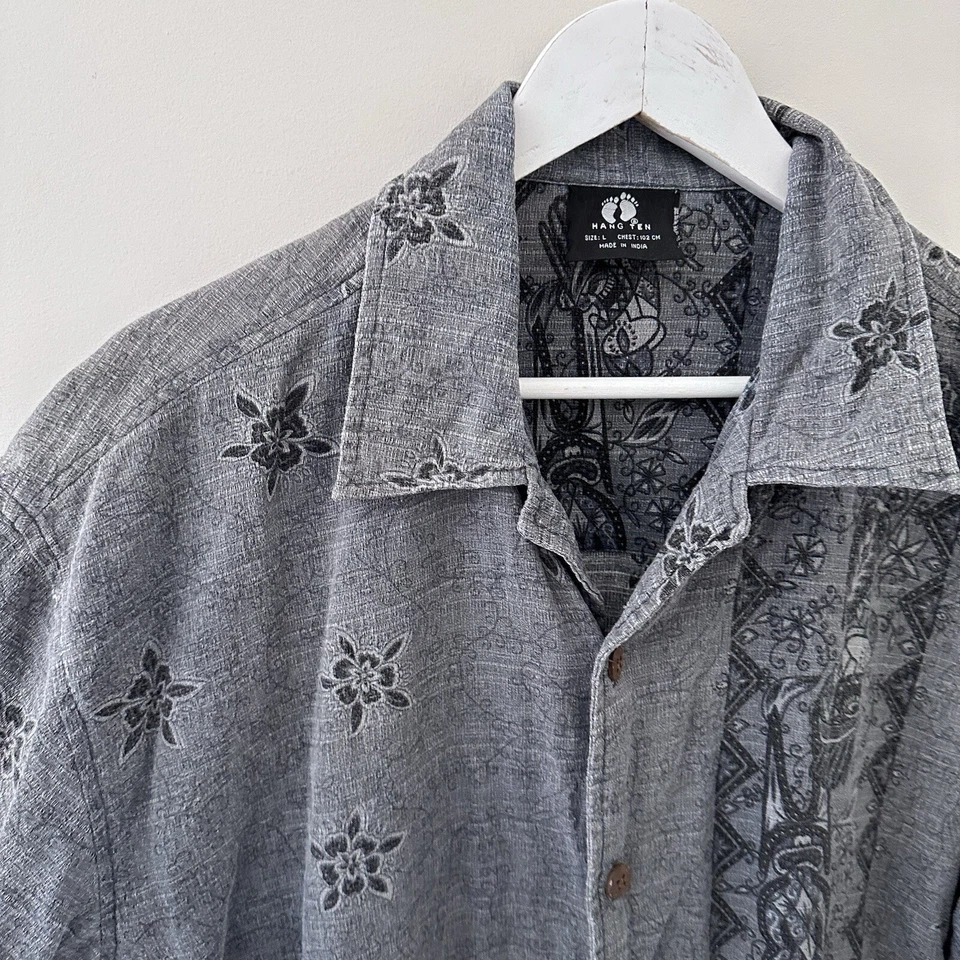 Camisa Gráfica Vintage Hang Ten Algodón Grueso Abotonada - Para Hombre Talla Grande - Aus  Foto 3 de 4