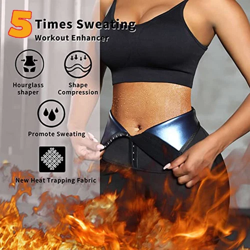 Damen Neopren Sauna Schweiß Body Shaper Slim Shorts Taillentrainer Thermo Leggings - Bild 6 von 38