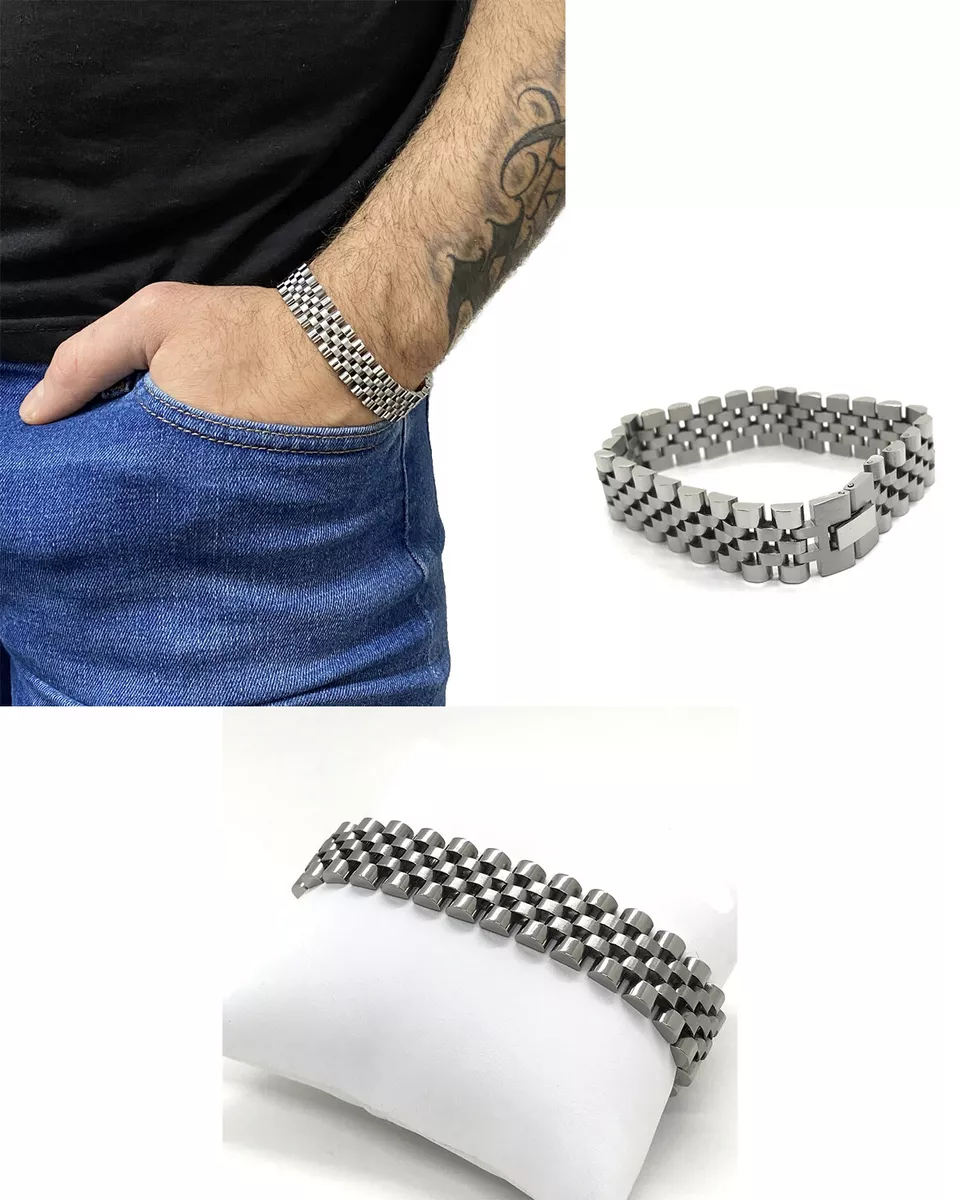 Men Bracelet Jubilee Type Silver Colour Stainless Steel 5 Links Chain Boys Gift