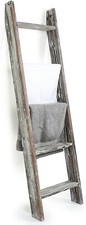 Wall Leaning 4.5 Foot Brown Wood Towel Rack, Bathroom Towel Blanket Ladder