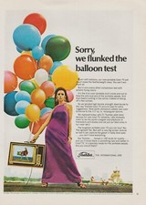 1968 Toshiba Television - Sexy Balloon Girl Long Dress Legs Airport TV- Print Ad
