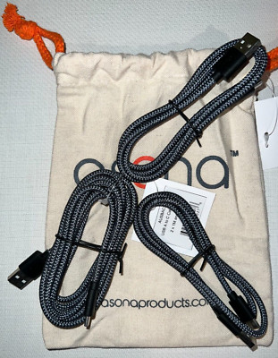 Asona USB A to USB C Braided Audio & Data Cable (2x1m, 1x2m)