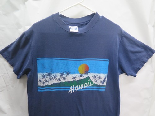 Vtg Hawaii T Shirt Hawaiian Islands 80s Blue Tee Vtg Sz M Large L Mens Hanes