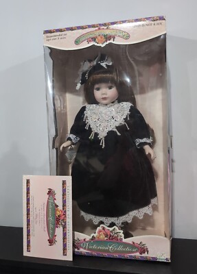 Victorian Brunette Porcelain Doll w/COA by Melissa Jane Brass Key