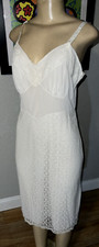 Vintage LILO LINGERIE LACE OVERLAY SLIP SZ 36 50'S HAS DEFECT 6b