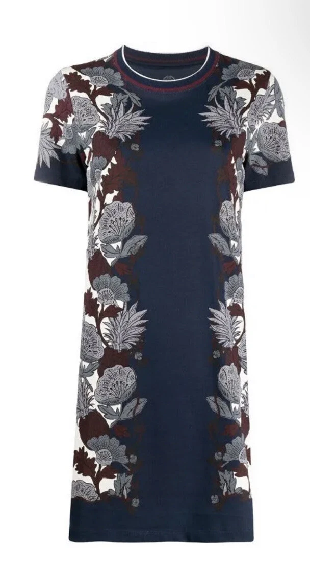 T shirt stampata TORY BURCH taglia S granato imperiale Wonderland vite nuova con scatola