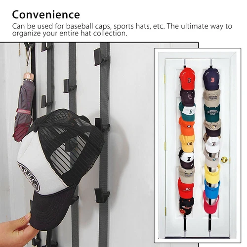 Baseball Cap Hat Rack Wall Door Visors Hanger Holder Storage Organizer 16 Hooks - Picture 6 of 10