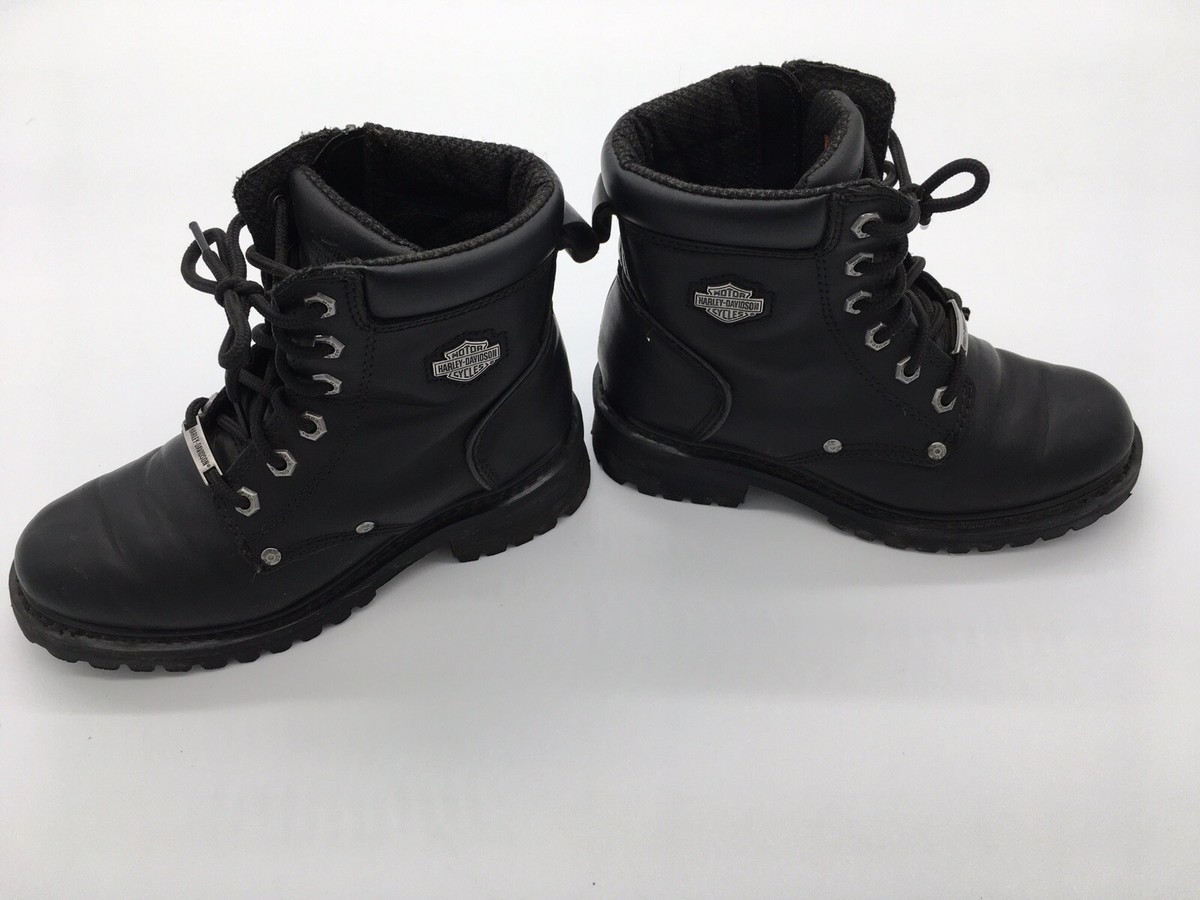 Harley-Davidson ワークブーツ ブラック Harley Davidson Black Leather Women 8 Mens 6.5 Lace Up Side