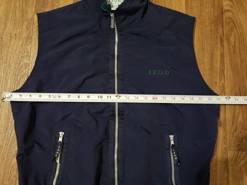 Izod Men's Size Medium Vintage Full Zip Up Mesh Nylon Lightweight Golf Vest Blue - Picture 6 of 8