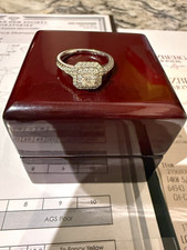 Helzberg Diamonds 14k White Gold Halo Diamond Engagement Ring Size 5 AGS