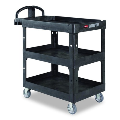 #ad BRUTE 3 Shelf Heavy Duty Ergo Lipped Utility Cart Resin 3 Shelves 600 lb $464.58