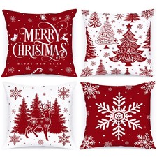 Lanpn 18x18 Red Christmas Pillow Covers Set of 4, 18" x Pack 4 ,