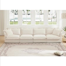 Cream Chenille Slipcovered 4-Seater Extra Deep Cloud Sofa