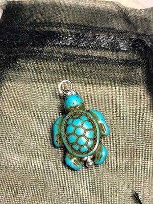 Schildkröte Anhänger Howlith Türkis 925 Sterling Silber - Geschenktüte - Portofrei
