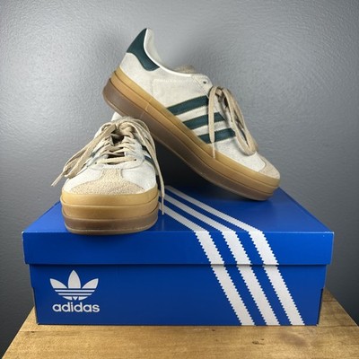 Adidas Women s Gazelle Bold W Shoes Size 9 Green and Cream with box