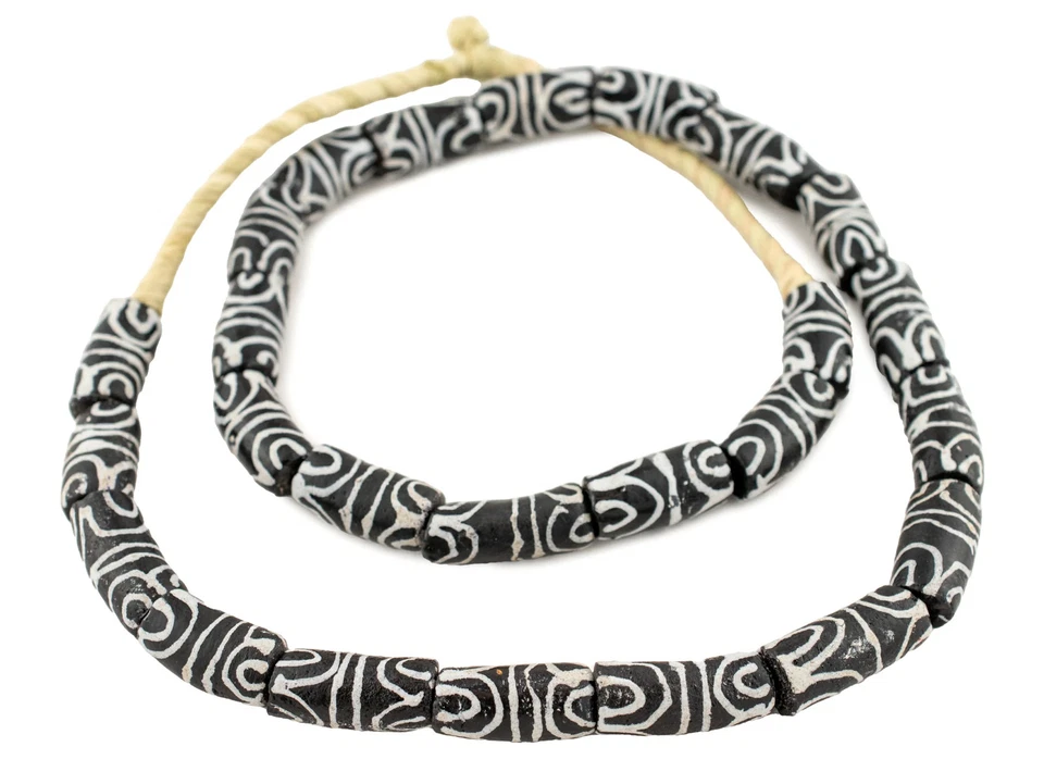 Jumbo Village Krobo Elbow Powder Glass Beads 29x13mm Ghana African Cylinder - Image 3 of 4