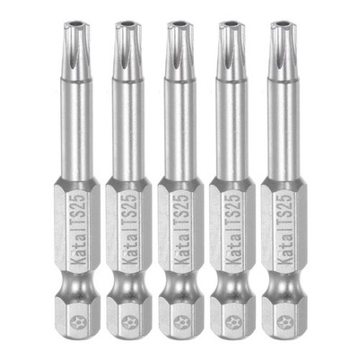 5pcs TS25 Magnetic Security Star 5 Point Screwdriver Bit 1/4'' Hex Shank 2''