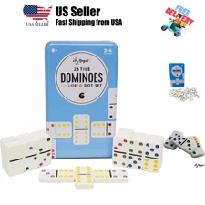 Double 6 Dominoes Set for Adults & Kids - Classic Domino Game with 28 Tiles C...
