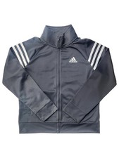 Adidas Boys Gray Full Front Zip Athletic Jacket Sweatshirt Small 8