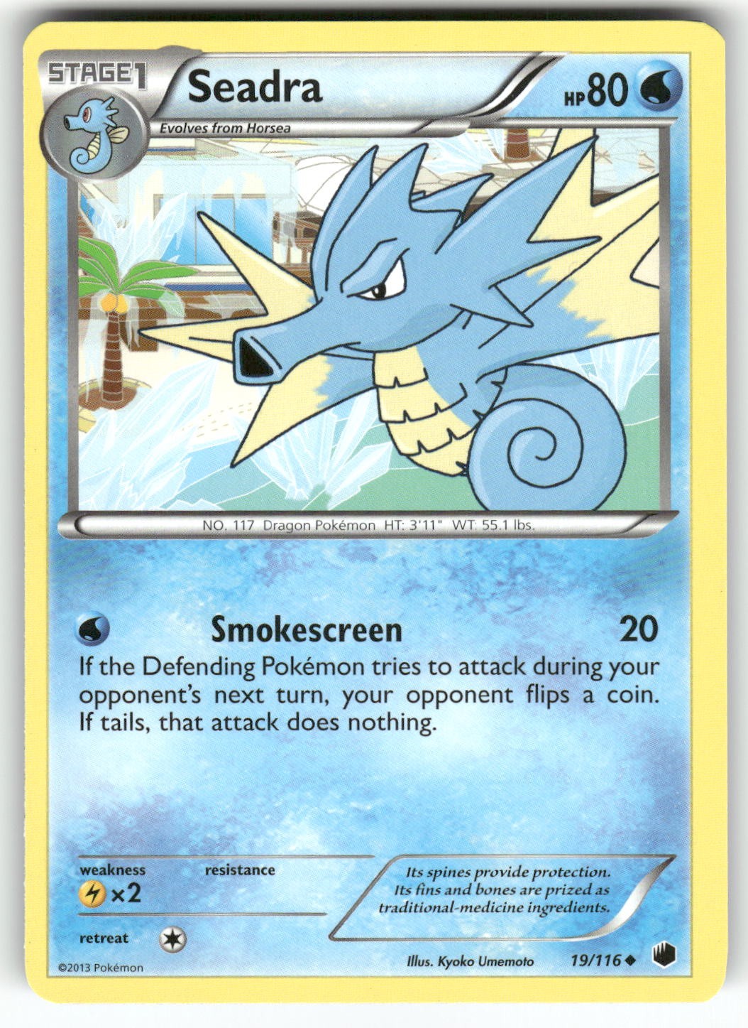 Seadra Plasma Freeze Uncommon Pokemon Moderately played