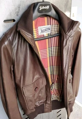 Chaqueta de cuero Schott NYC para mujer RARA MA-1 corredor COÑAC PIEL DE CORDERO pequeña etiquetas nuevas - Imagen 1 de 4