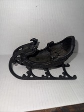 Cast Iron Santas Sleigh Christmas Swan Design Metal Black Vintage Victorian 7 in