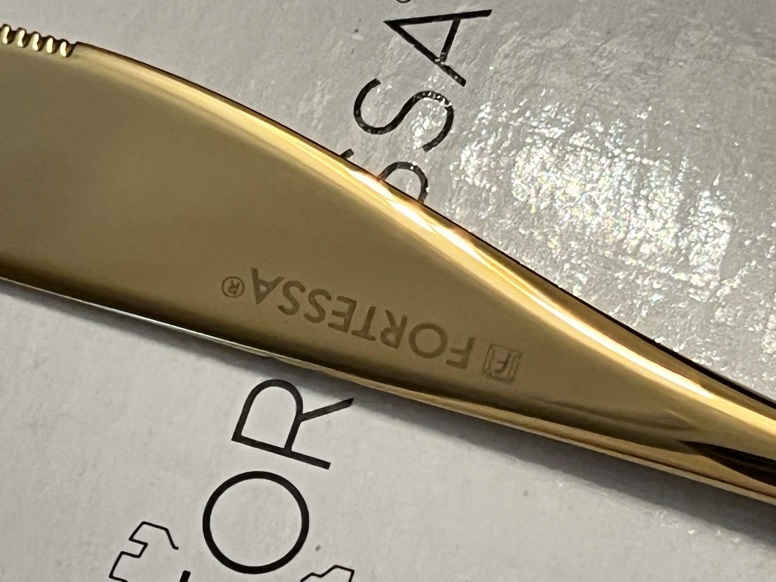 FORTESSA DRAGONFLY 18/10 STAINLESS STEEL 5-PC FLATWARE SET - NEW - GOLD