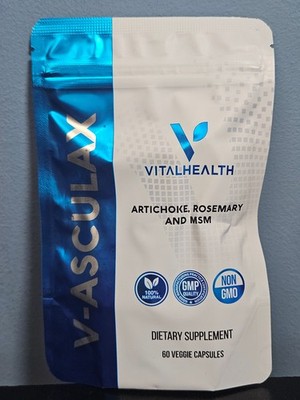 VitalHealth V-asculax 60 Veggie Capsules - New & Sealed! Exp 6/2027