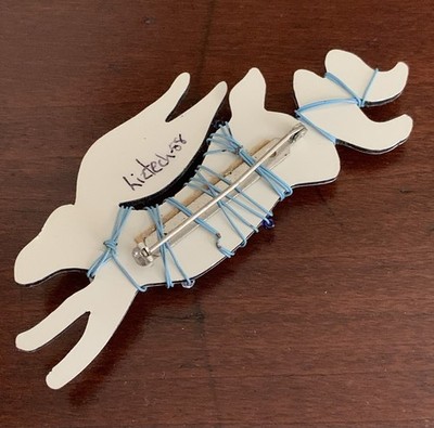 Rare Vintage 1988 Liztech Rabbit Brooch Artisan Wire Wrap Mirror