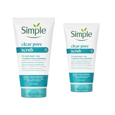 Simple Daily Skin Detox Clear Pore 2x Scrub Detox, 150ml, weiß 