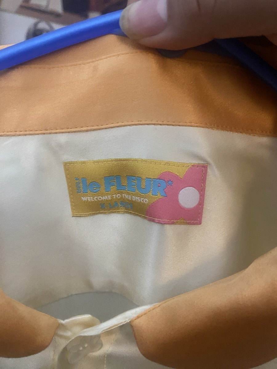 NEW/RARE* Golf le Fleur Orange Cream Silk Button-up w/ matching