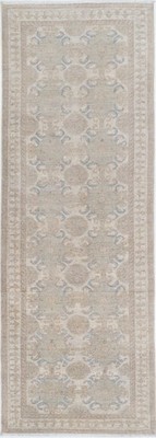 2.7x8 ft Wool Corridor Runner Rug. Handknotted Kitchen Rug. Beige Hallway Rug