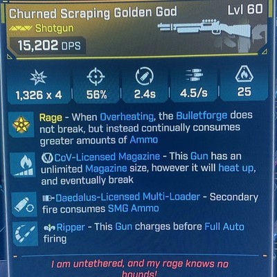 Borderlands 4 LVL 60 GOD ROLL GOLDEN BOD MAX DMG All PLATFORM