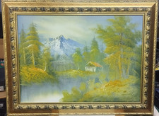 60's - UMBERTO LILLONI  OLIO SU TELA CON CORNICE - PAESAGGIO MONTANO - 66X85CM