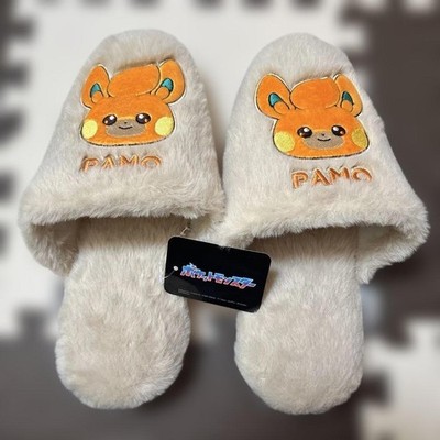 Pokemon Pamo Beige Plush Room Slippers Size  23-25cm 9-10in Indoor Shoes