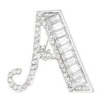 Buchstaben Anstecknadel Initialbuchstabe A Strass Brosche Silberfarben