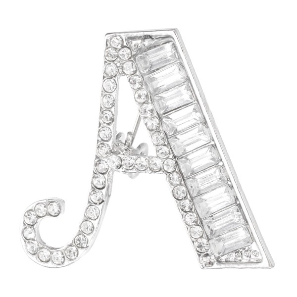 Buchstaben Anstecknadel Initialbuchstabe A Strass Brosche Silberfarben-image