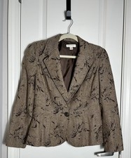COLDWATER CREEK Tweed Blazer Jacket Size 4 Brown Print