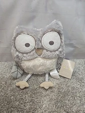 New Levtex Baby Gray Striped Plush Owl Stuffed Animal Pillow Nursery NWT
