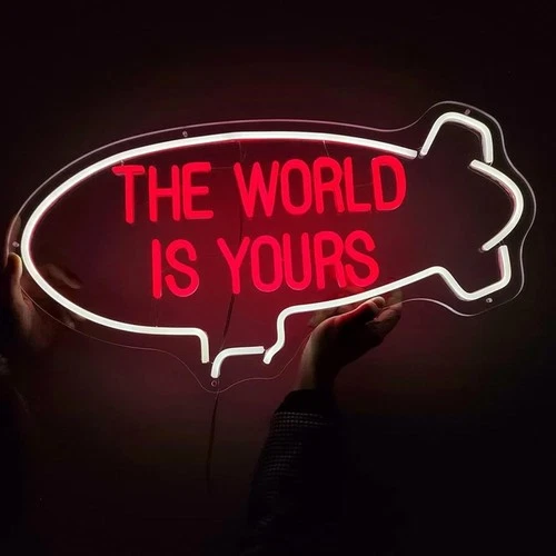 The World Is Yours Neon Sign 28"x15" Light Man Cave Beer Bar Vintage Wall Decor