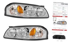 Headlight Assembly for Chevrolet Chrome Housing Amber Reflector Clear Lens