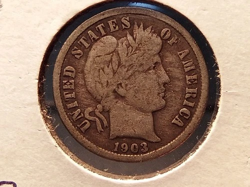 1903-O Barber Dime 90% Silver and Circulated (VG-Fine Range)
