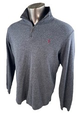 Polo Ralph Lauren Men's 1/4 Zip Sweater Size Large Charcoal Grey Pullover Casual