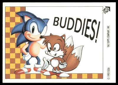 Sonic & Tails Flick It Sticker Card 1993 Topps Sonic The Hedgehog #20 Buddies!