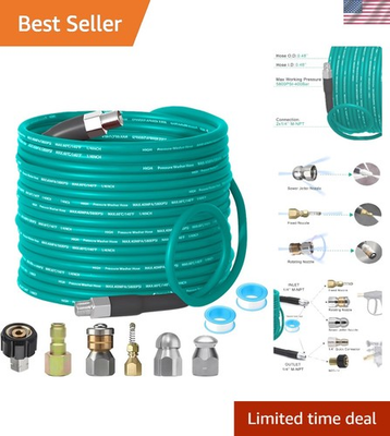 #ad Sewer Jetter Kit for Pressure Washer 100FT 5800 PSI Drain Cleaner Hose with ... $57.10
