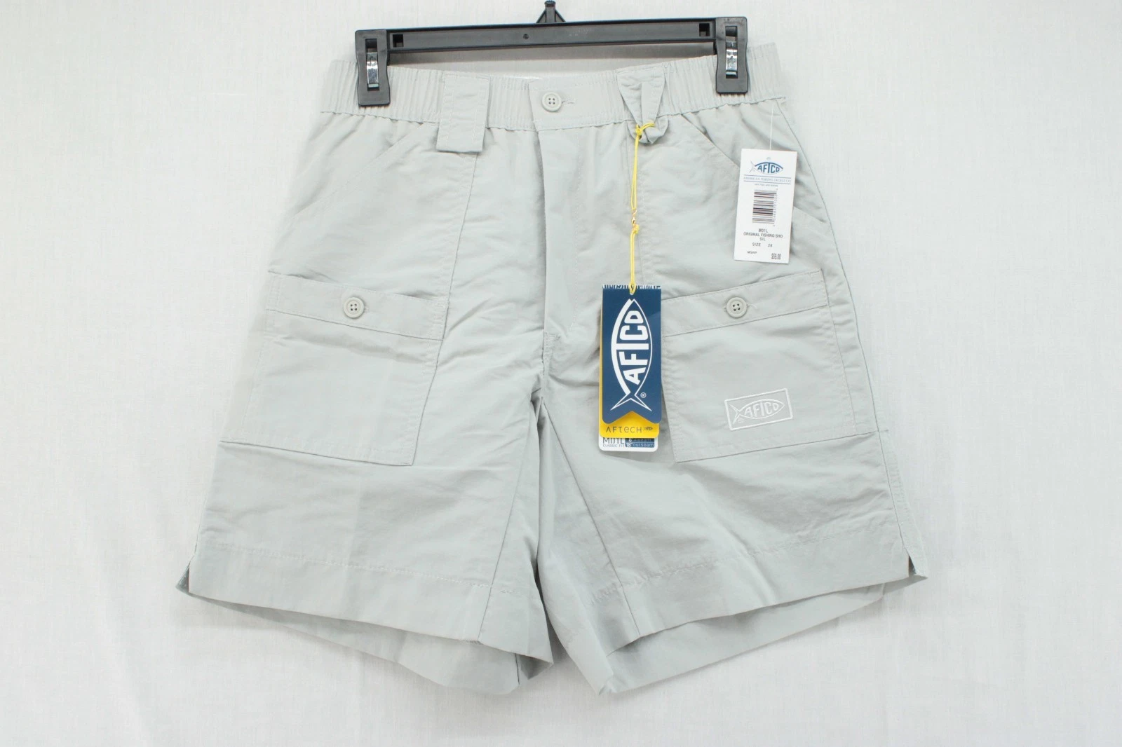 AFTCO Original Fishing Shorts Men's 28 Light Gray 8” Inseam UPF 50 Nylon M01 NWT